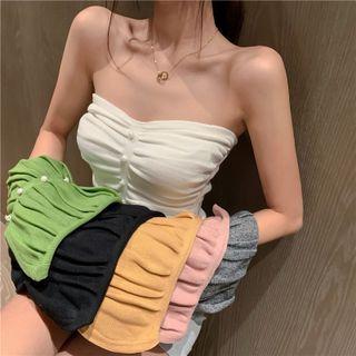 Plain Shirred Cropped Tube Top