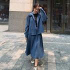 Set: Button-up Jacket + Midi A-line Skirt