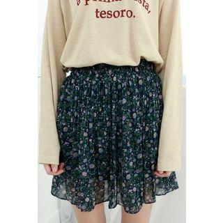 Petite Size Floral Chiffon Mini Skort
