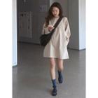 Round-neck Herringbone Linen Blend Dress