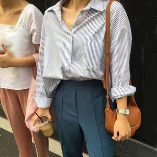Striped Long Sleeve Loose-fit Shirt
