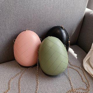 Faux Leather Egg-shaped Crossbody Bag