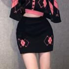 Argyle Knit Skirt Skirt - One Size