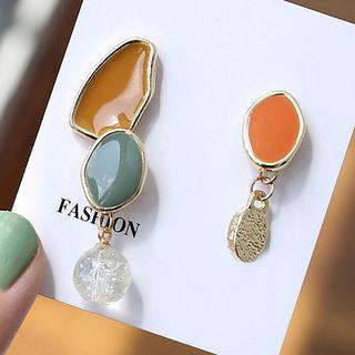 Non-matching Irregular Glaze Disc Dangle Earring