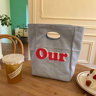 Lettering Canvas Lunch Bag Red Out - Blue - One Size