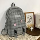 Plaid Snap Buckle Backpack