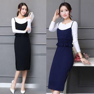 Mock Two Piece Peplum Dress
