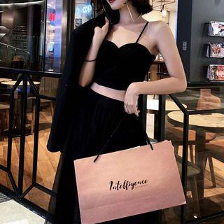 Set: Spaghetti-strap Crop Top + A-line Asymmetric Midi Skrit