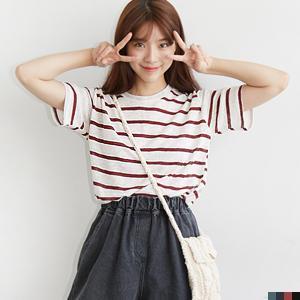 Round-neck Stripe Linen T-shirt