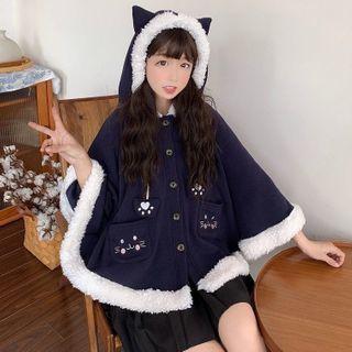 Cat Print Fluffy Jacket