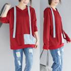 Color Block Hoodie Red - One Size