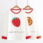 Long-sleeve Fruit Applique T-shirt