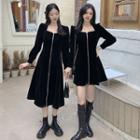 Long-sleeve Zip-up A-line Dress (various Designs)
