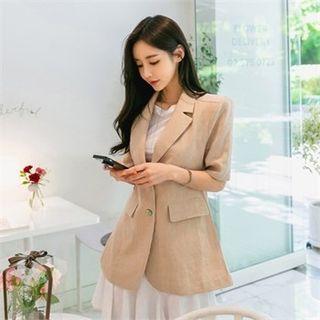 Slim-fit Short-sleeve Linen Jacket