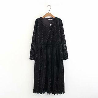 Long-sleeve Jacquard Midi Dress