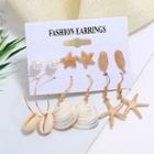 6-pair Set: Faux Pearl / Shell Earring (assorted Designs) 1 Pair - As Shown In Figure - One Size