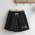 Flower Embroidered Drawstring Shorts