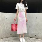 Print Short-sleeve T-shirt / A-line Midi Skirt