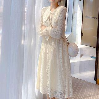 Long-sleeve Peter Pan-collar Lace Dress