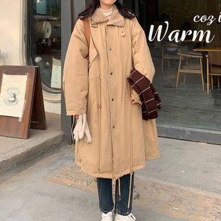Button-up Long Coat Khaki - One Size