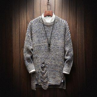 Oversized Chunky Knit Melange Sweater