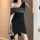 Asymmetric Sleeveless Sequined A-line Dress