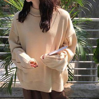 Contrast Stitching Boxy Sweater