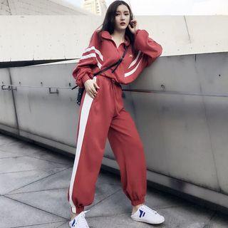 Color Block Half Zip Pullover / Drawstring Sweatpants