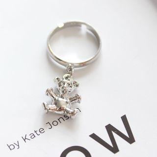 Bear Pendant Open Ring 5406 - Silver - One Size