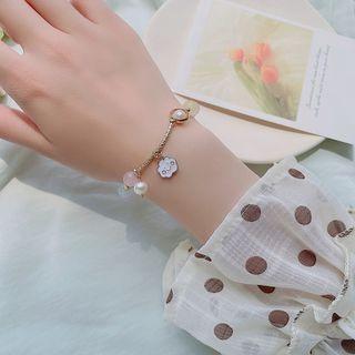 Smiley Cloud Freshwater Pearl Bracelet 06 - Light Blue & Light Pink & Light Yellow - One Size