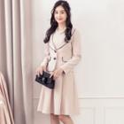 Set: Buttoned Blazer + Short-sleeve A-line Dress