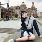 Plaid Shirt Mock Two-piece Plaid Panel Pullover Dress Gray - One Size
