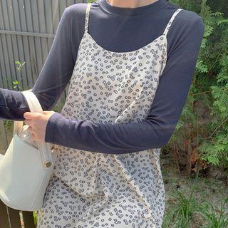 Round-neck Textured T-shirt Dark Navy Blue - One Size