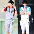 Set: Short-sleeve Hood Jacket + Sweatpants