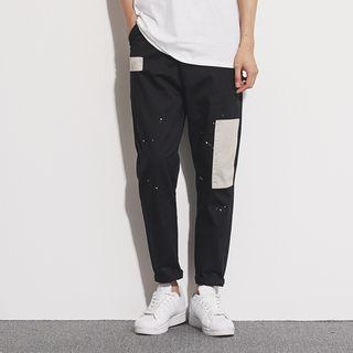 Paint Splattered Patchwork Straight-cut Pants