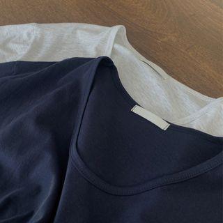 Scoop-neck T-shirt Navy Blue - One Size