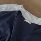 Scoop-neck T-shirt Navy Blue - One Size