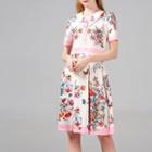 Collared Floral Midi A-line Dress