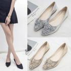 Pointy-toe Applique Flats