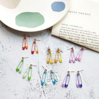 Color Safety Pin Fringed Earring