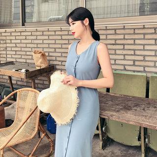 Buttoned Long Tank Dress