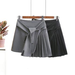 Pleated Panel Tie-waist Skirt