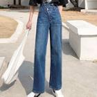 High-waist Asymmetrical Wide Leg Jeans