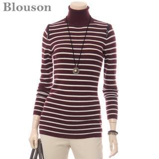 Turtle-neck Color-block Knit Top