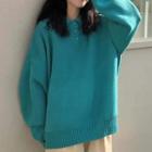 Plain Polo Sweater Peacock Blue - One Size