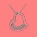 White Gold Plated 925 Sterling Silver Heart-shaped Pendant With Cubic Zirconia (with 45cm Necklace )
