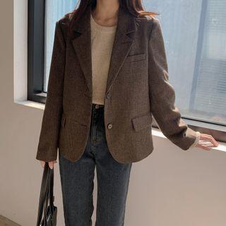 Woolen Blend Plaid Blazer
