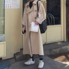 Tie-waist Double-breasted Oversize Trench Coat