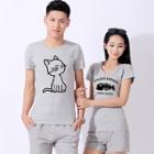 Couple Matching Cat Print Short Sleeve T-shirt