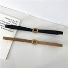 Square Buckled Faux Leather Slim Belt